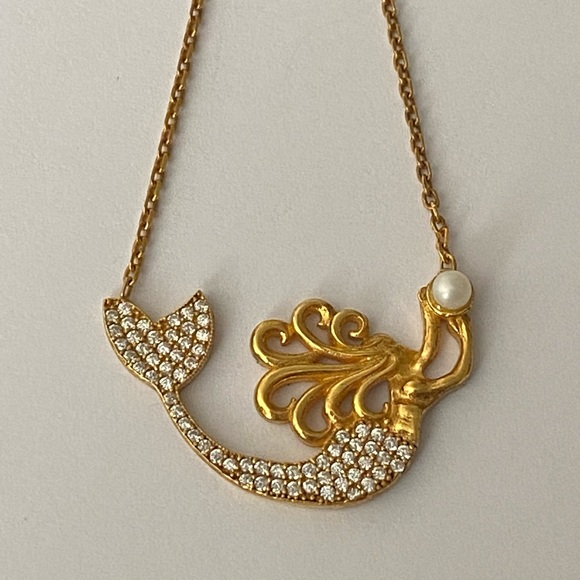 Jewelry - 🧜♀️Mermaid 925 silver pearl necklace 18k yellow gold plated